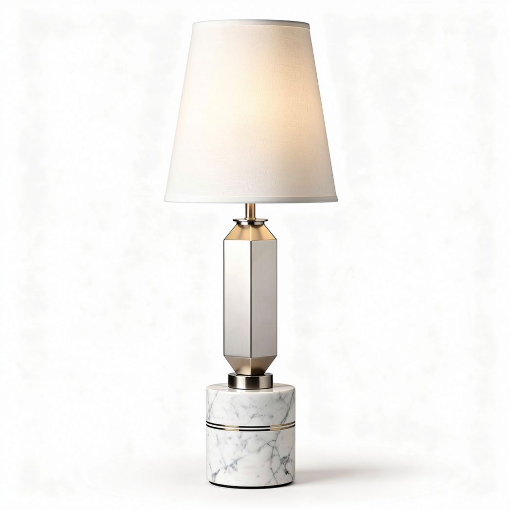 Lampada da tavolo in metallo e tessuto per illuminazione interna – 30 x 30 x 60 cm