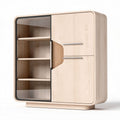 Mobile contenitore in legno con ante in vetro per soggiorno – 80 x 40 x 80 cm