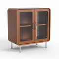 Mobile contenitore in legno con ante in vetro per soggiorno – 80 x 40 x 70 cm