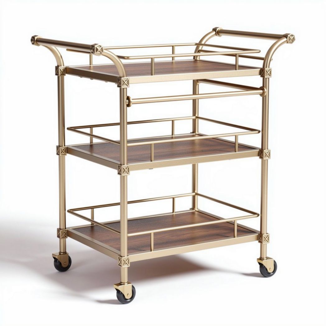 Carrello da servizio in metallo e legno per ristorazione – 80 x 40 x 80 cm