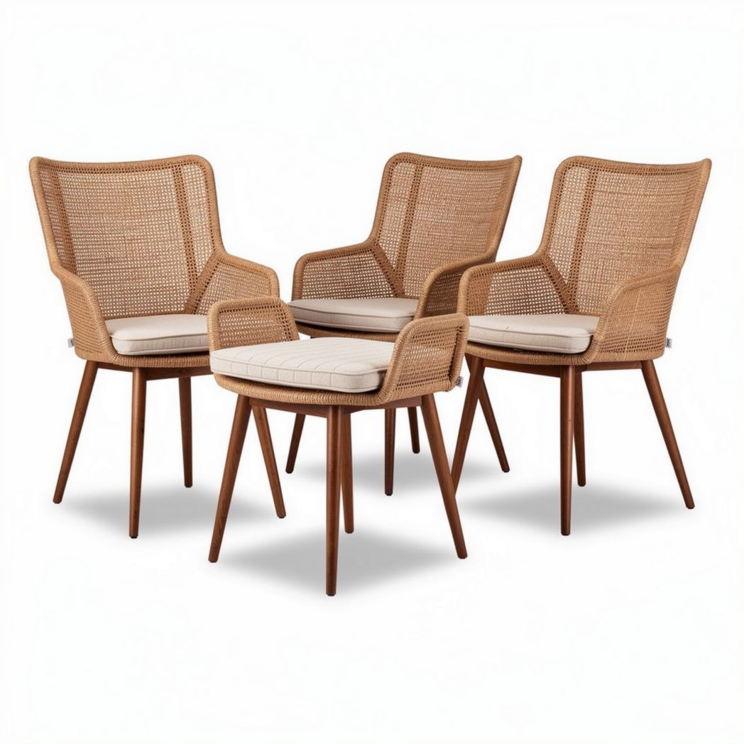 Sedia in rattan con cuscino per esterni - 70 x 70 x 80 cm