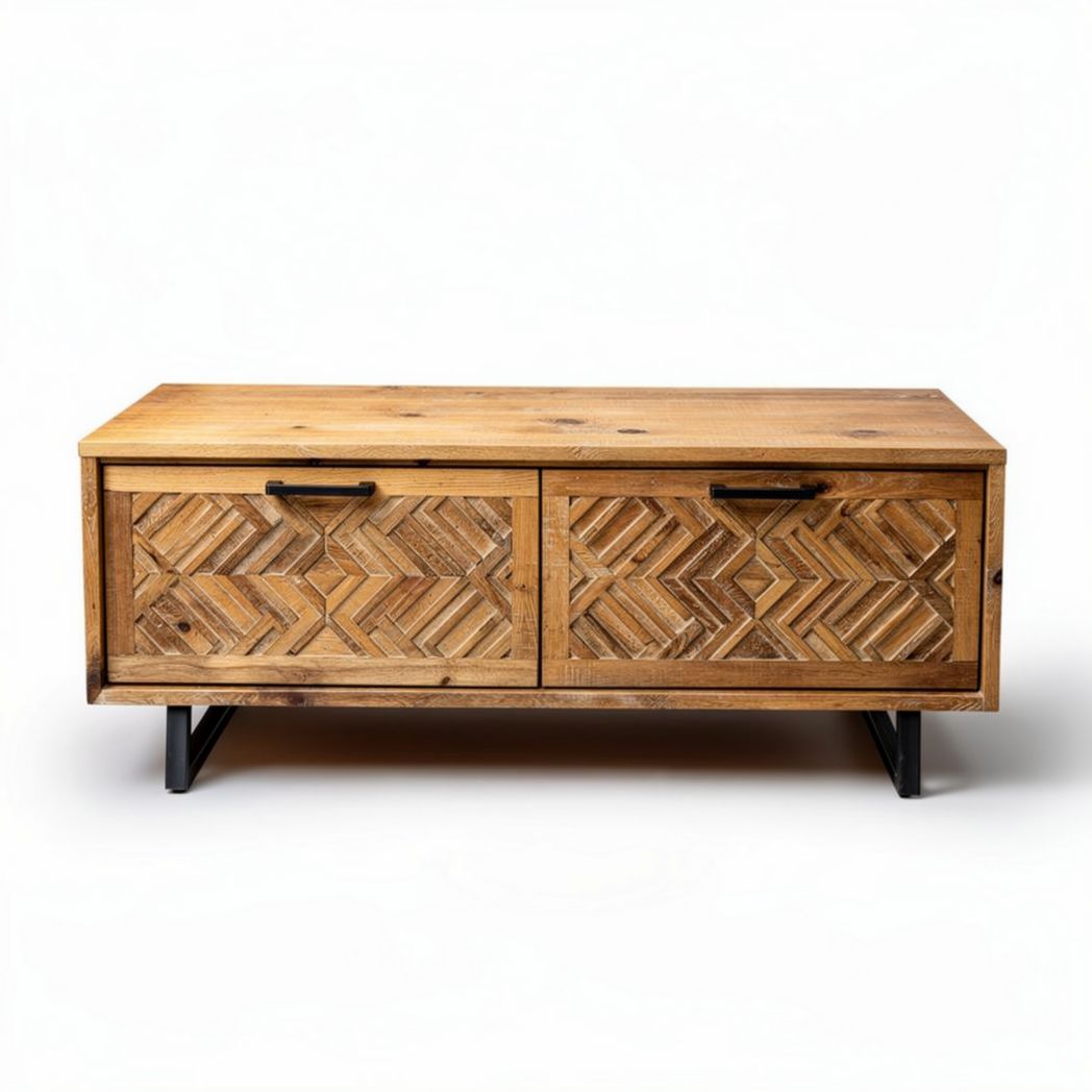 Mobile TV in legno con design intrecciato per soggiorno – 120 x 40 x 50 cm
