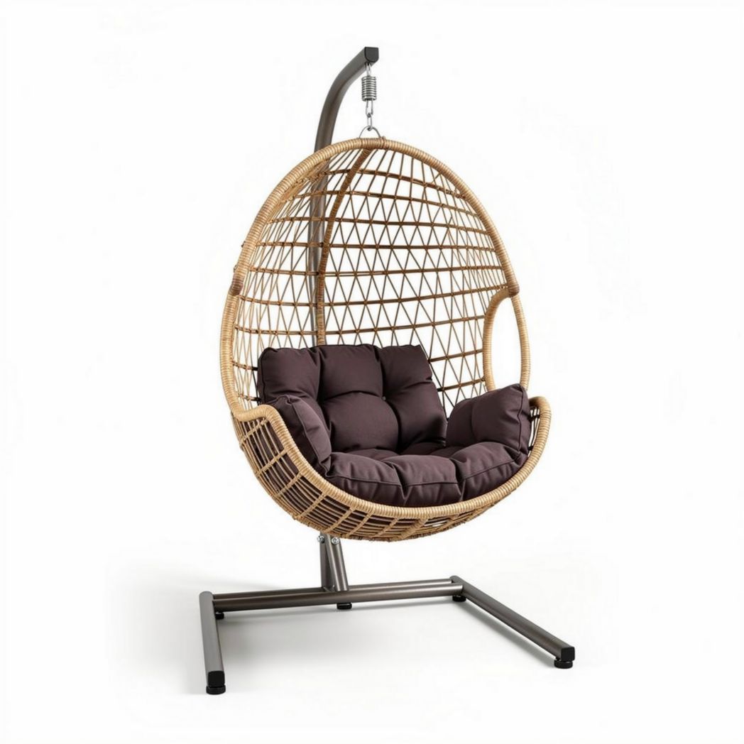 Poltrona sospesa in rattan per spazi interni ed esterni – 100 x 85 x 120 cm