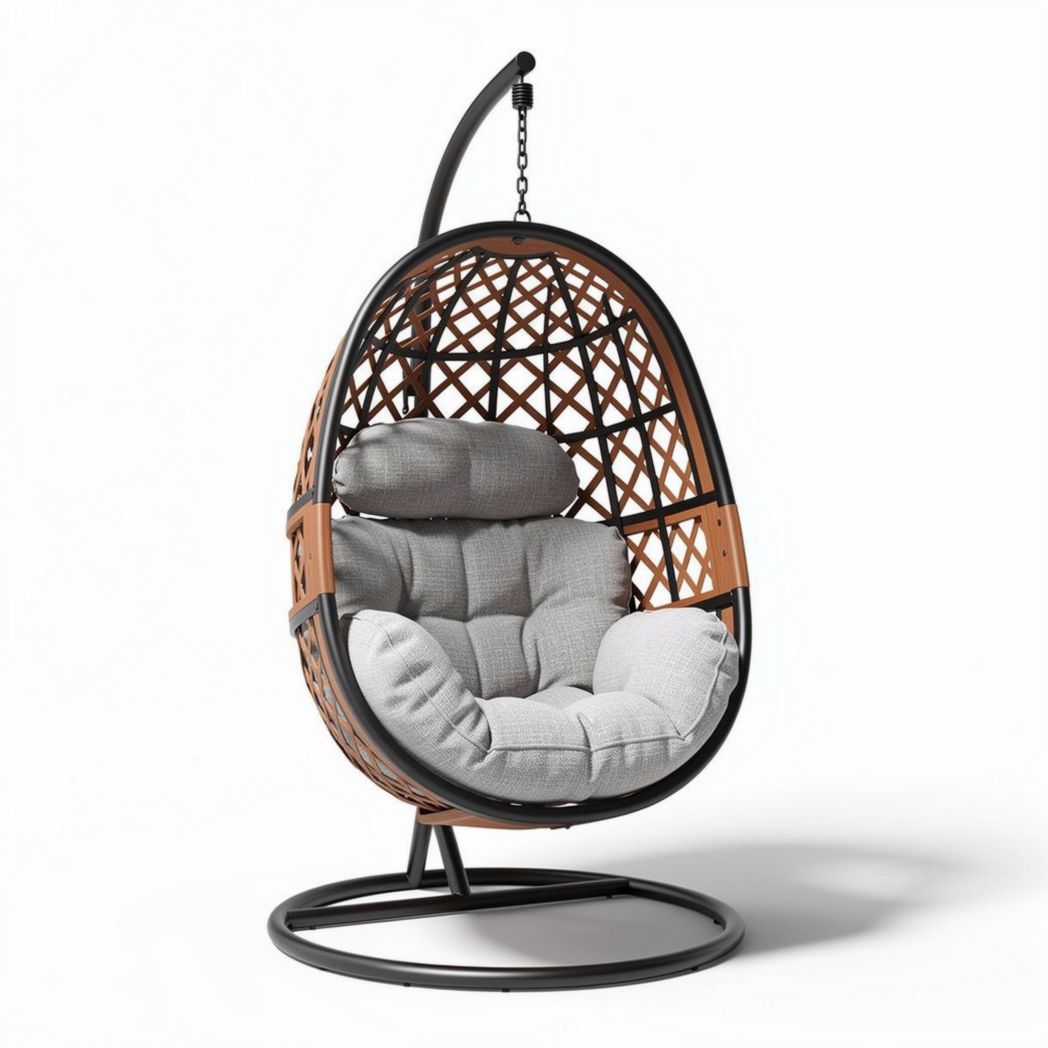 Sedia a dondolo in rattan sintetico per esterni – 80 x 80 x 120 cm